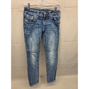 Miss Me Signature Skinny Jeans JP8501S Medium Wash Embellished Wing Size 24